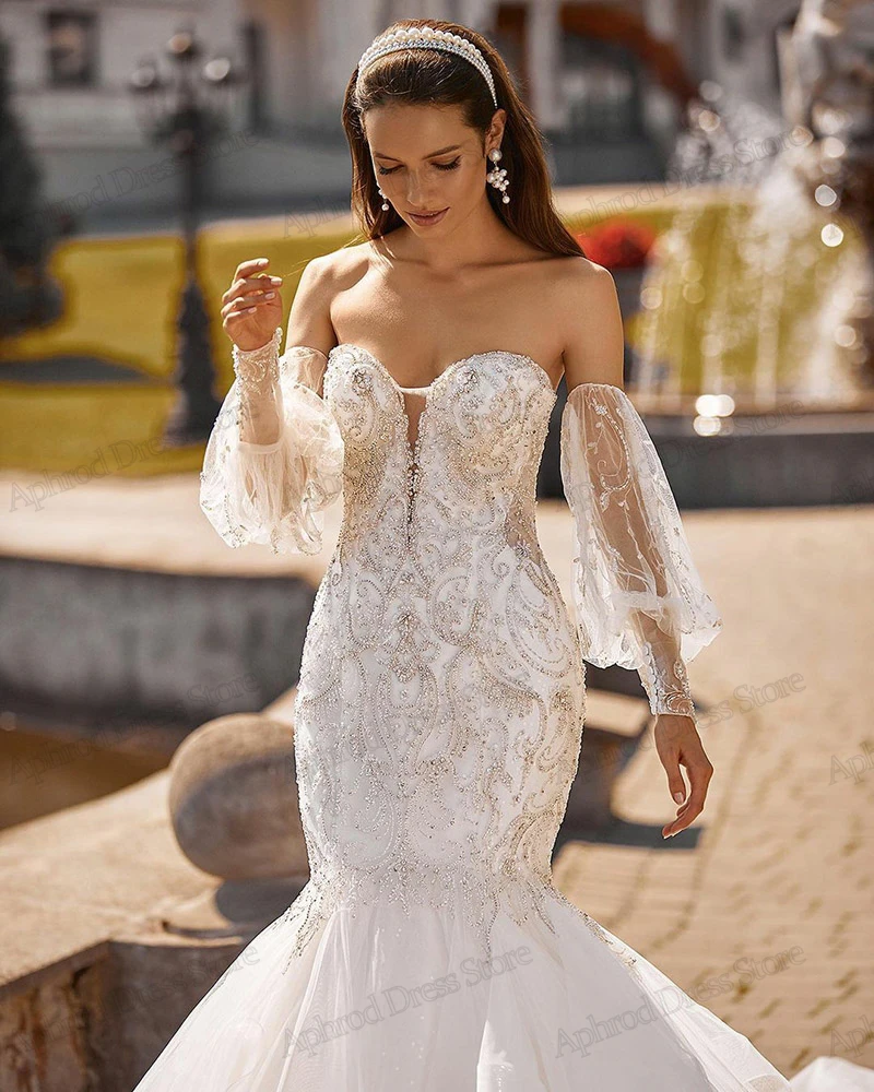 Gorgeous Wedding Dresses Lace Sheath Mermaid Appliques Sexy Strapless Backless Bridal Gowns Floor Length Vestidos De Novia 2024