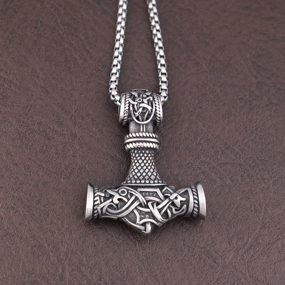 Vintage Style Variety Weapons Viking Pendant Trendy Stainless Steel Nordic Thor Hammer Necklace Punk Rock Jewelry Gift Wholesale