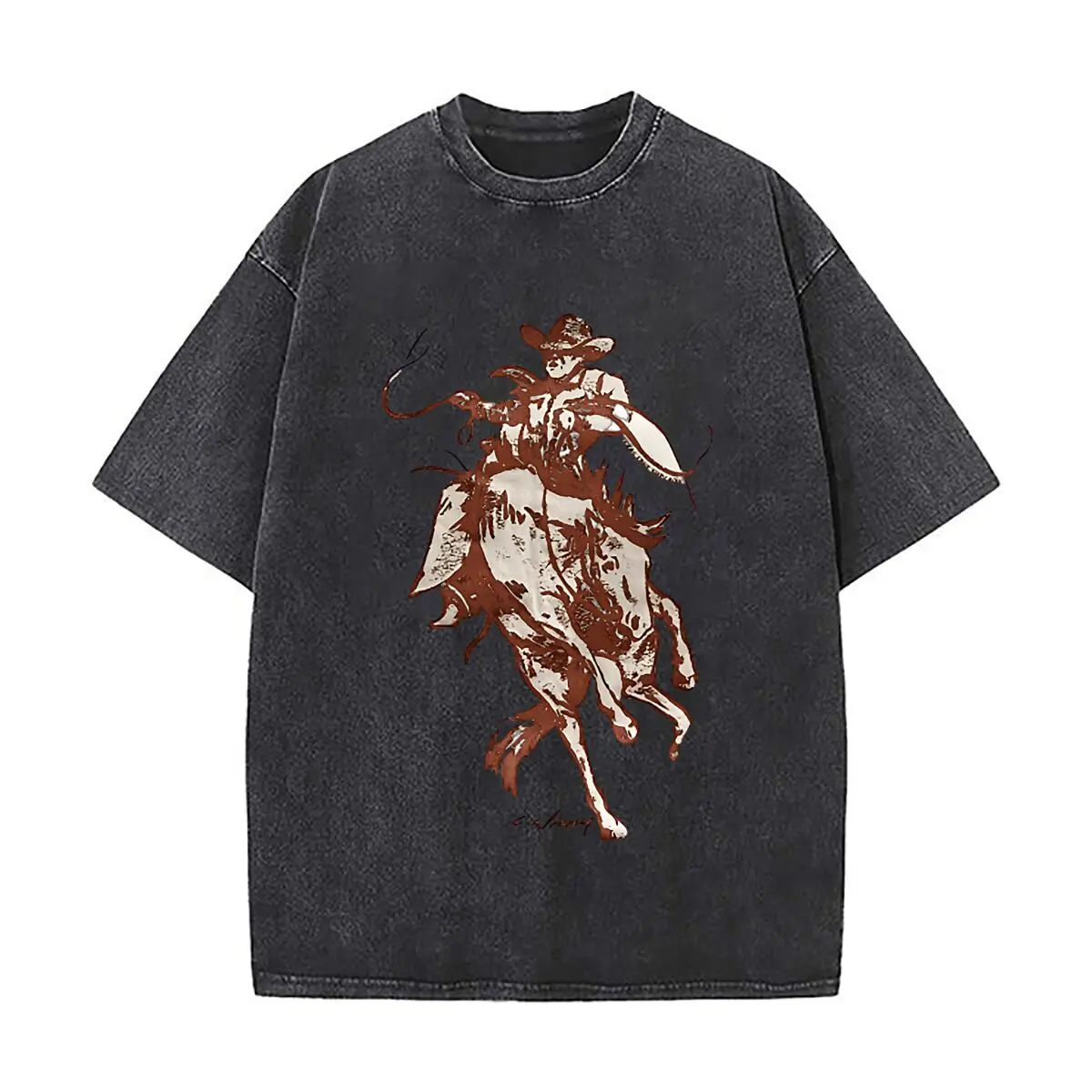 Cowboy Horse Metal Wall Art Home Decor Distressed Faded Baggy Streetwear Tops for Park Hangouts