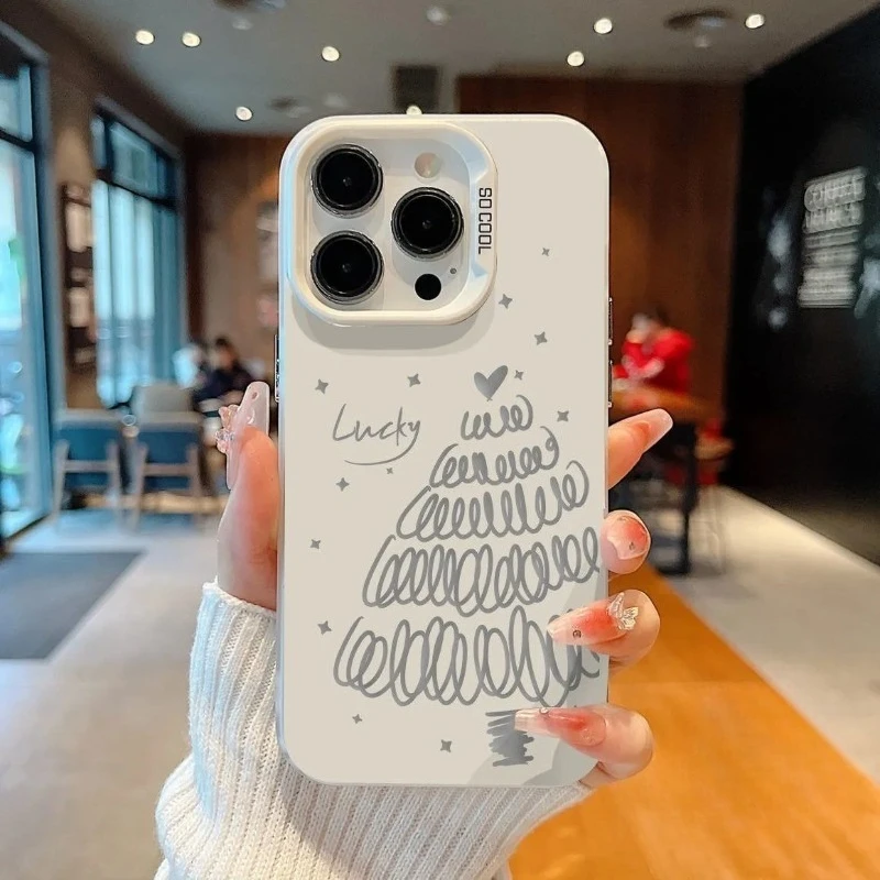 ل Tecno Spark Go 2 1 40 30C 20C 6 Go 2025 2024 2023 30 20 10 10C 9 8 8 8C 7 7T 4 Pro جراب هاتف الفضة الحب شجرة عيد الميلاد غطاء #3