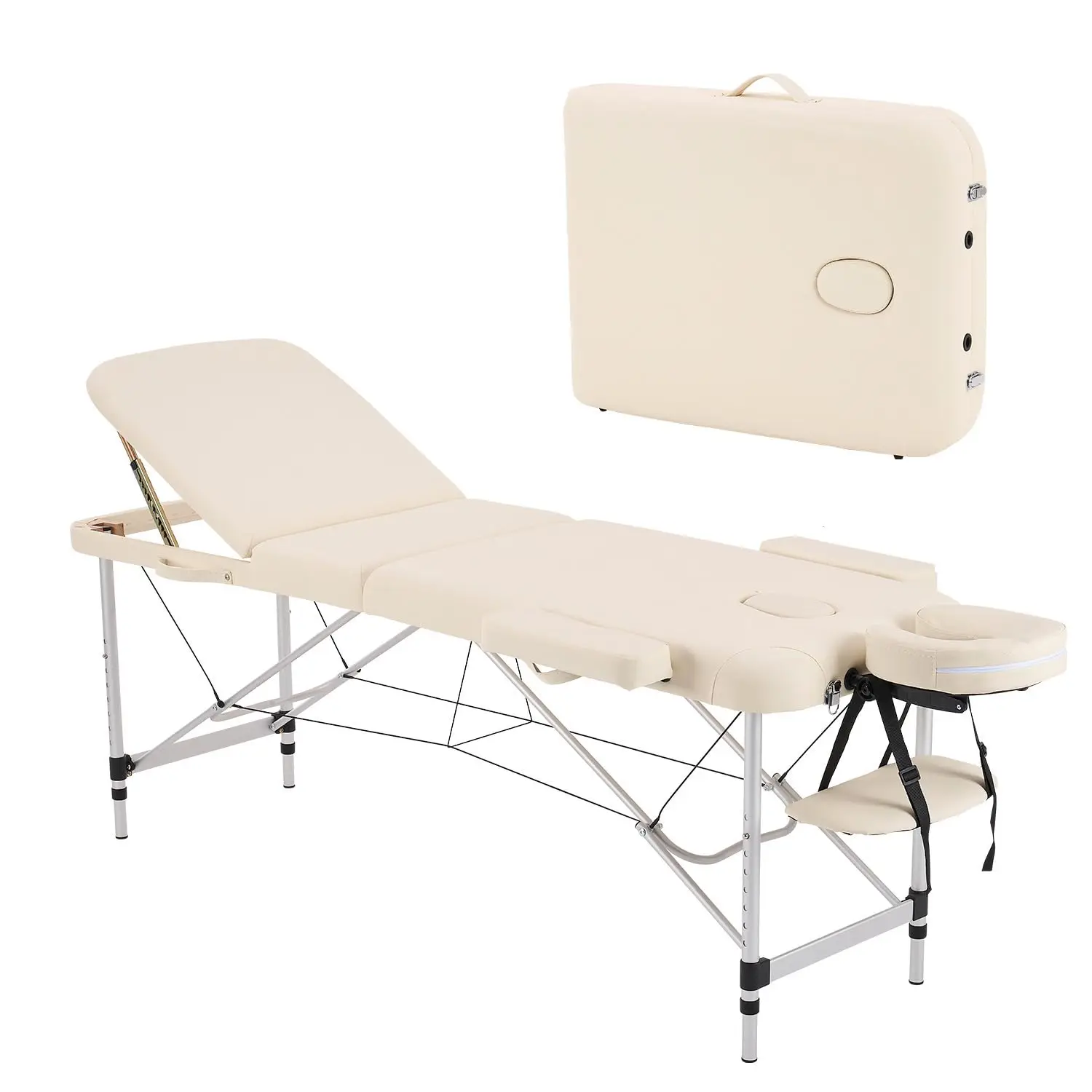 Massage Tables Portable Lash Bed for Eyelash Extensions Professional Aluminum 3 Folding Lightweight Height Adjustable