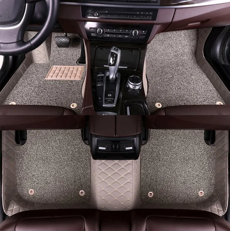 Double Layer Luxury  Customized Leather Car Floor Carpet Mat for /x5  /camry 30 /accent/accord/auris