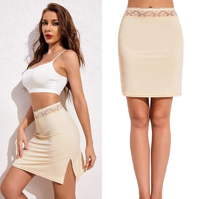 Mezza sottoveste da donna sottogonna minigonna con cinturino in pizzo estensore AliExpress