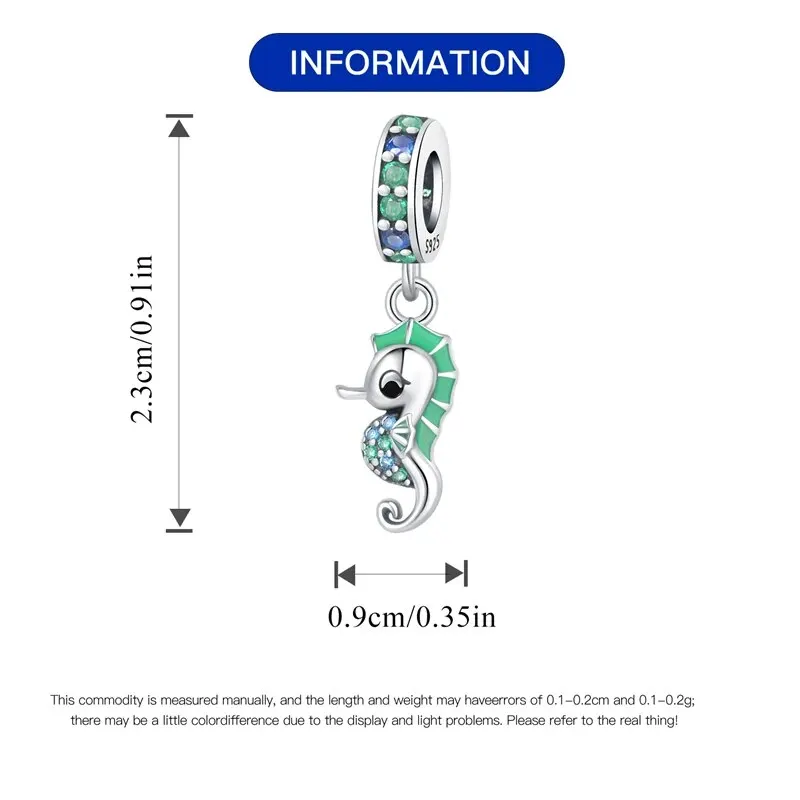 Fit Original Pandora Bracelet 925 Sterling Silver Seahorse Charms Beads Inlaid Zirconium Temperature Change Pendants Diy Jewelry