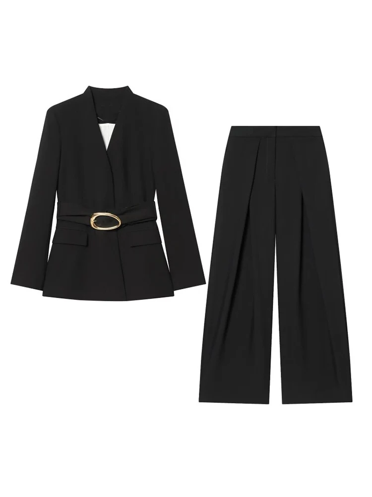

Женские весенние брючные костюмы-двойки 2026: повседневные однотонные пиджаки и брюки, элегантная уличная одежда для женщин