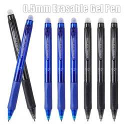 Transparent Pole Erasable Gel Pen Comes with Eraser 0.5mm Blue Black Magic Ink Smooth Writing Washable School Office Stationery