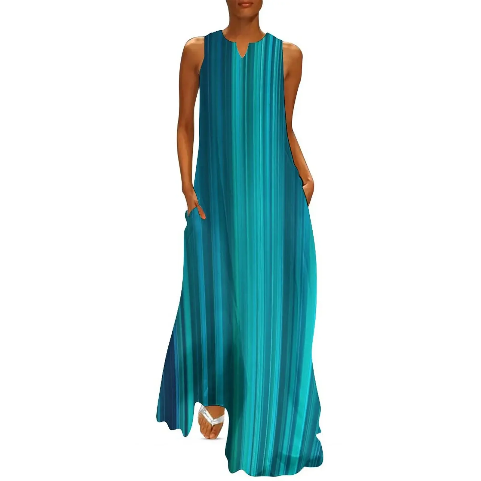 

Blue Stripes In Motion Long Dress dresses for official occasions ladies dresses for special occasions Dress