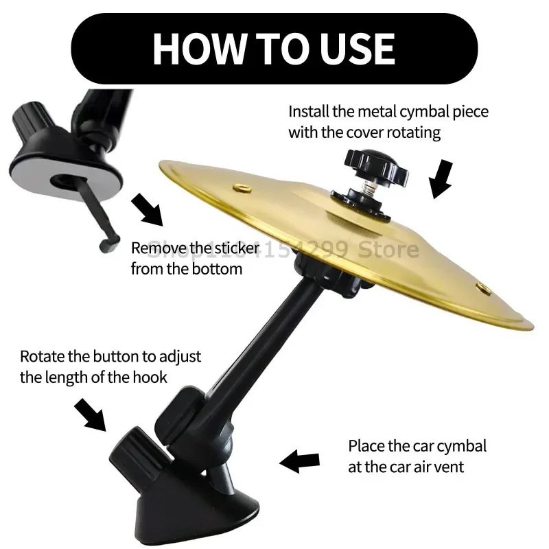 1/2 Stück Auto-Cymbal für Lüftungsschlitze, Mini-Drum-Handtrommel, Auto-Cymbal für Lüftungsschlitze, Musikinstrument für den Autoinnenraum – Detail 5