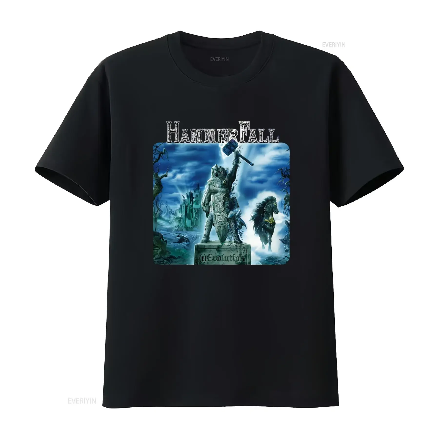 HAMMERFALL R EVOLUTION Black T Shirt Heavy Power Metal Freedom Call Edguy Design vintage Washed graphic homme streetwear