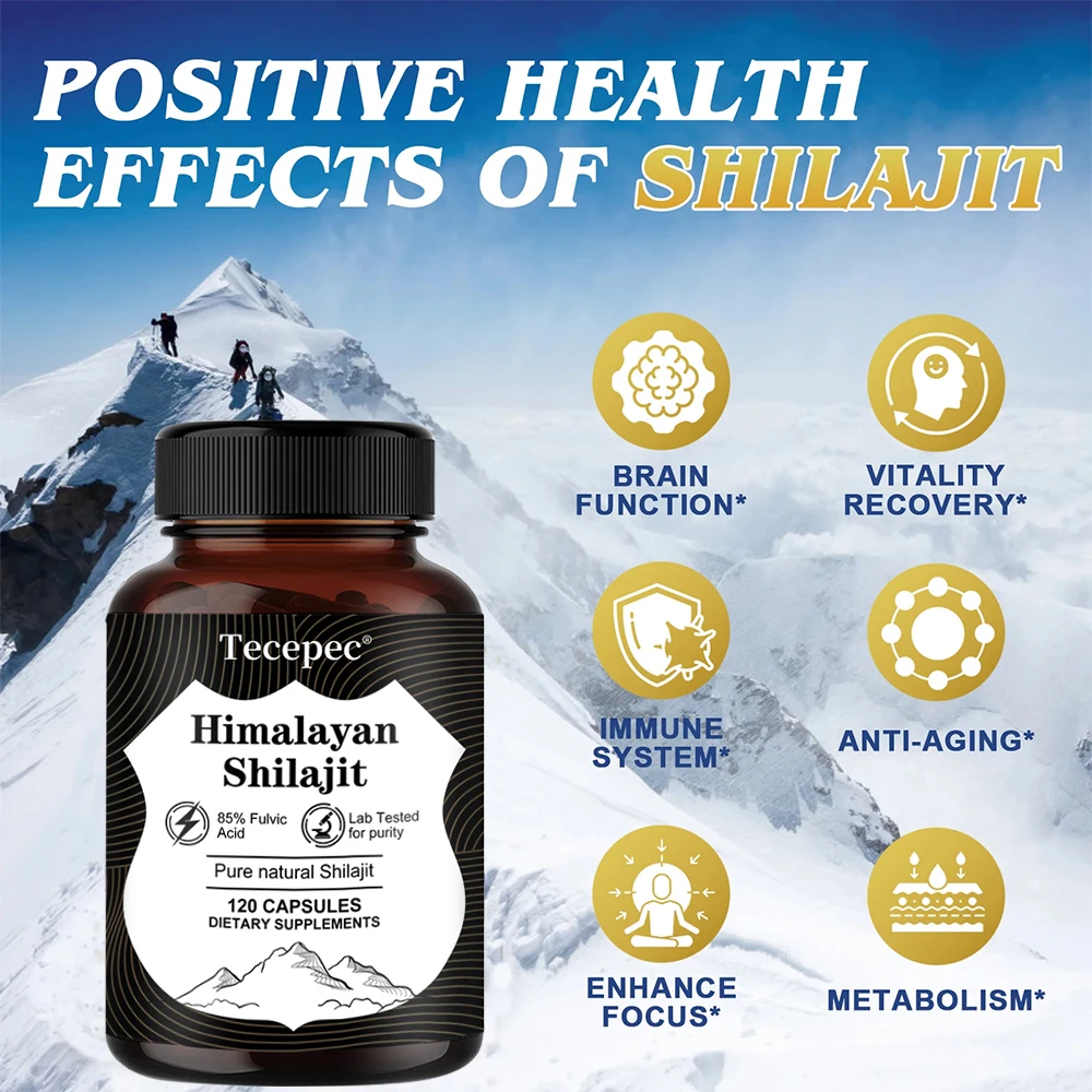 Himalayan Shilajit Capsules, Rich in 85% Natural Fulvic Acid & 85+ Trace Minerals, Lab Tested for Purity, Gluten Free Supplement