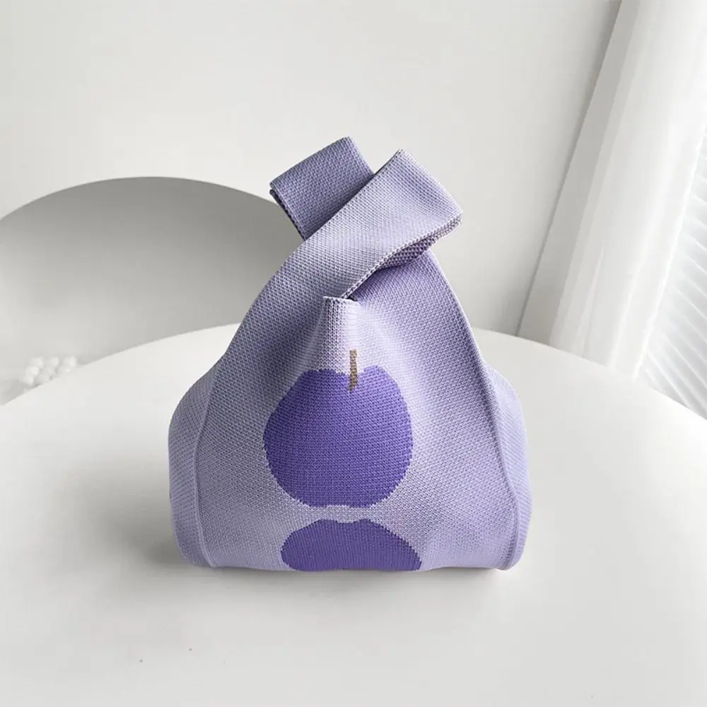 Bolso de mano de punto de dibujos animados para mujer, bolso de mano de punto de alta capacidad, bolso de muñeca con nudo, nuevo