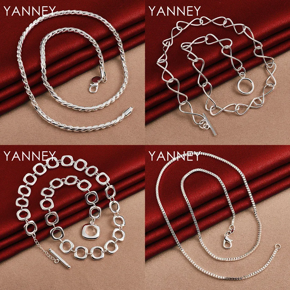 

Fashion 925 Sterling Silver Exquisite Geometric Rope Chain Necklace Women Gift Party Accessories Charm Jewelry