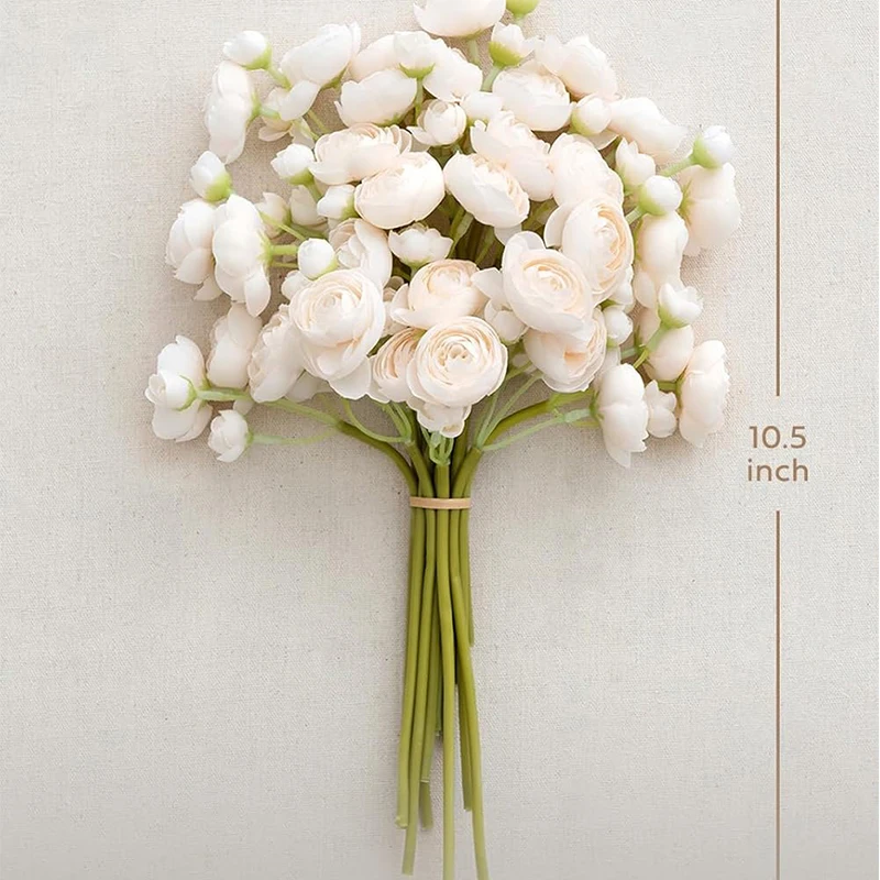 Ranunculus زهرة اصطناعية فو الحرير صغيرة Ranunculus الزهور DIY بها بنفسك باقة السائبة وهمية الزفاف حشو الزهور 18 قطعة
