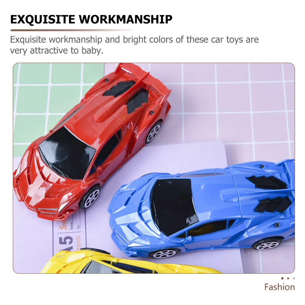 6Pcs Cartoon Push Car Friction Powered Inertial Vehicle Set Bright Color Compact Design Fun Interactive for Children