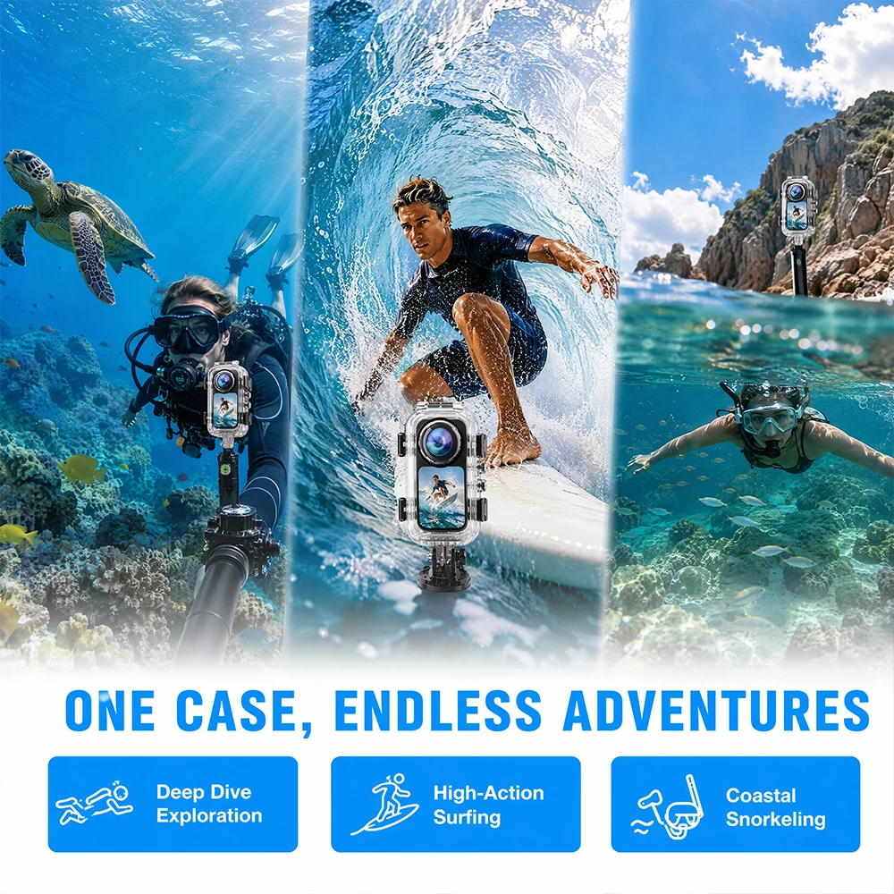 Unsichtbares Tauchgehäuse für Insta360 X6, 60M wasserdichtes Unterwassergehäuse für Insta 360 X6 Zubehör – Detail 9