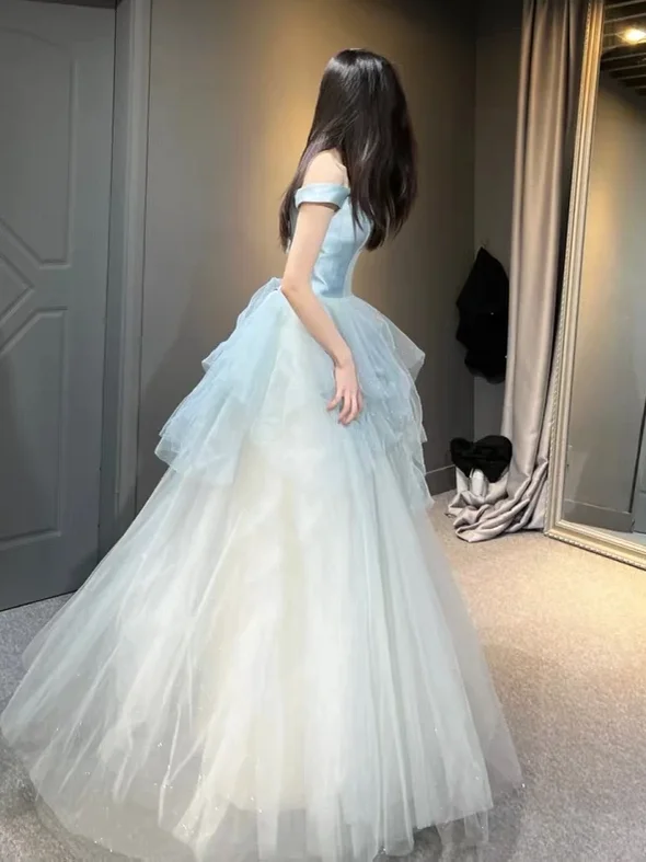 Blaues Abendkleid für Damen, Erwachsene, Geburtstag, Bankett, Fing-Prinzenrock, hochwertiger Luxus-Performance-Kostüm-Tüllrock