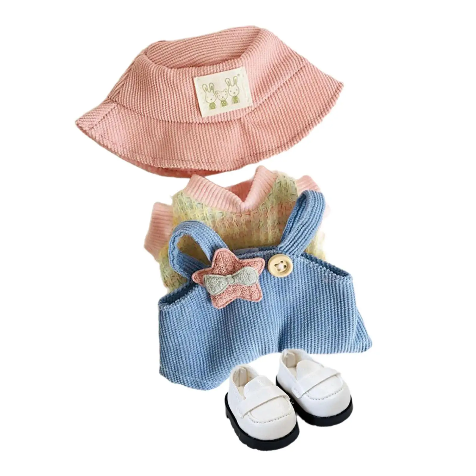 15cm Plush Doll Clothes Photo Props Costumes with Hat Stylish Dress up Comfortable Cartoon with Shoes Stuffed Animals Clothes