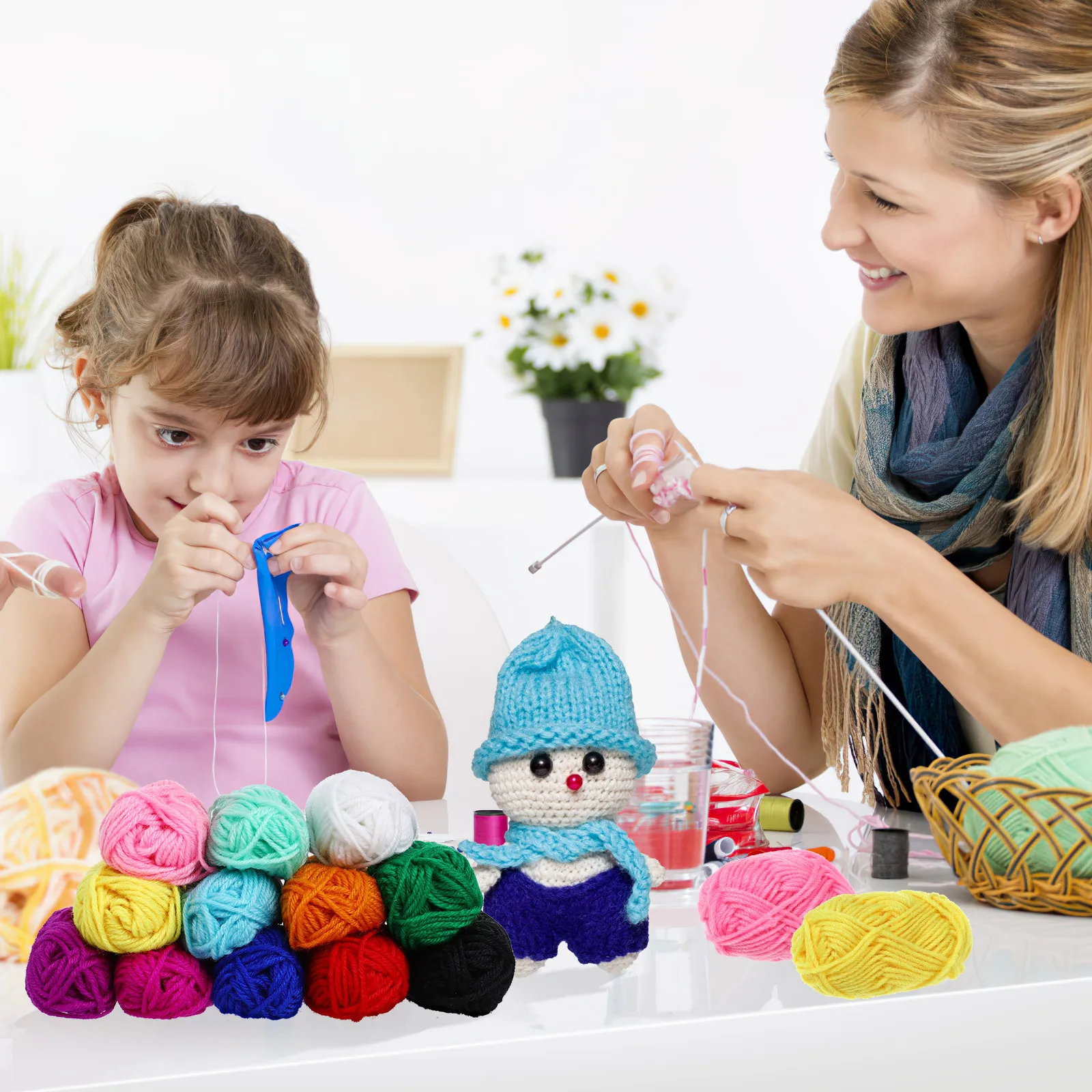 

12Pcs Acrylic Yarn Multicolor Knitting and Crochet Easy Use Elastic Soft Wool Yarns for Knitting Crafts Crochet Yarn
