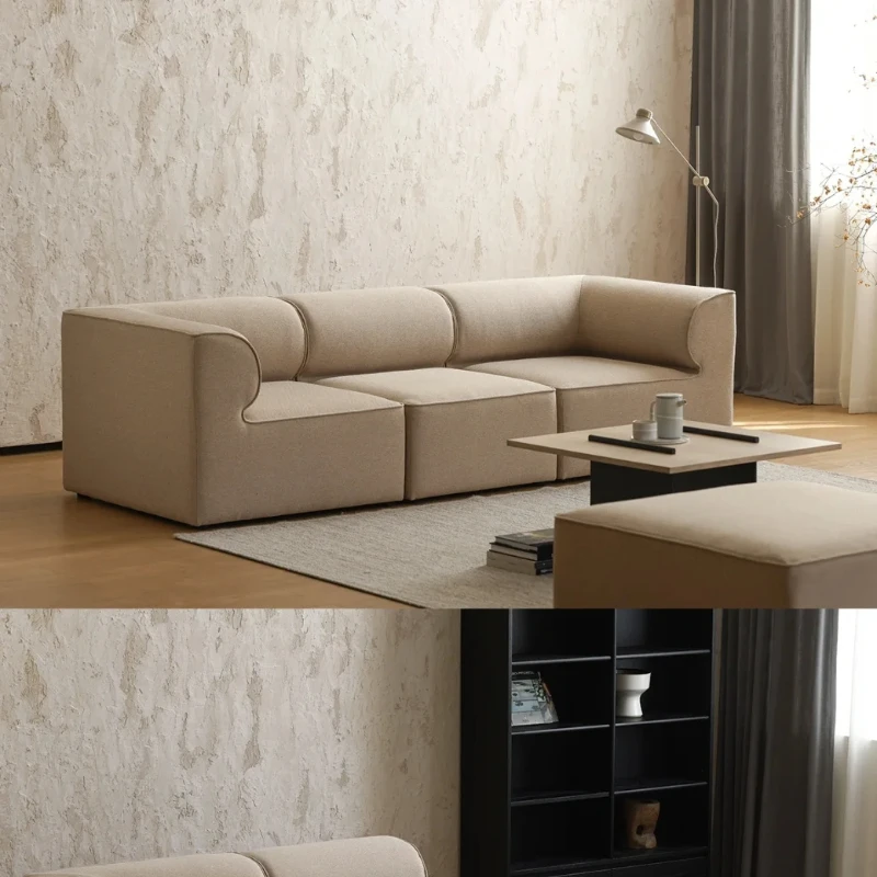 Small apartment living room tofu block fabric, combination straight row of three people