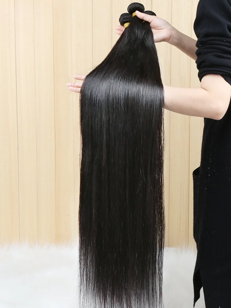 

Прямые пучки человеческих волос, пучки необработанных волос, 100% человеческие волосы, натуральные бразильские человеческие волосы для наращивания для чернокожих женщин, 1/3/4 шт.