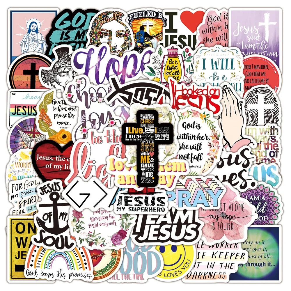 10/30/50 stücke Cartoon Jesus Bibel Phrase Aufkleber Christian Religiöse Graffiti Aufkleber Kühlschrank Telefon Fall Gepäck Aufkleber Dekoration