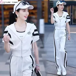 Fashion Casual Set for Women's 2024 Summer New Loose and Stylish Sportswear with Wide Leg Pants Two-piece Set