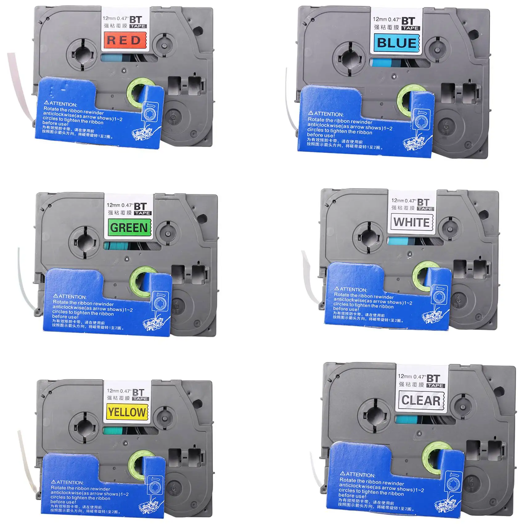 

6 шт. 12 мм TZe131 TZe231 TZe431 TZe531 TZe631 TZe731 Этикетировочные ленты для принтеров Brother P-Press PT-D210 PT-H110 PT-D600