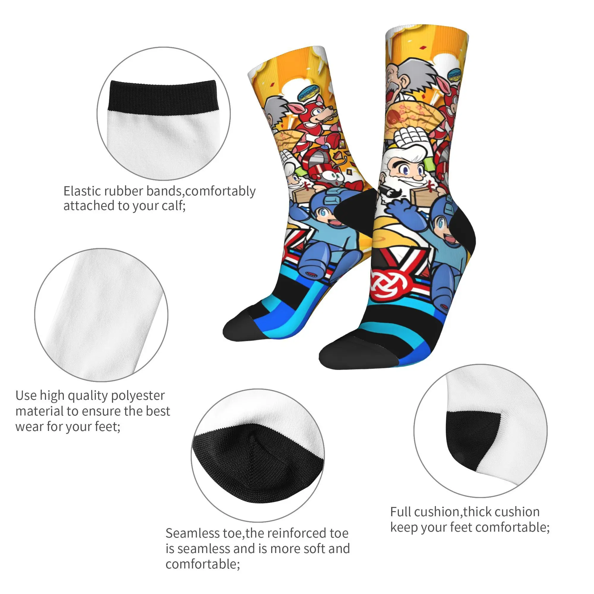 Game Mega Robot Man Stockings  Custom Trendy Socks Winter Anti Bacterial Socks Adults Men Running Sports Breathable Socks