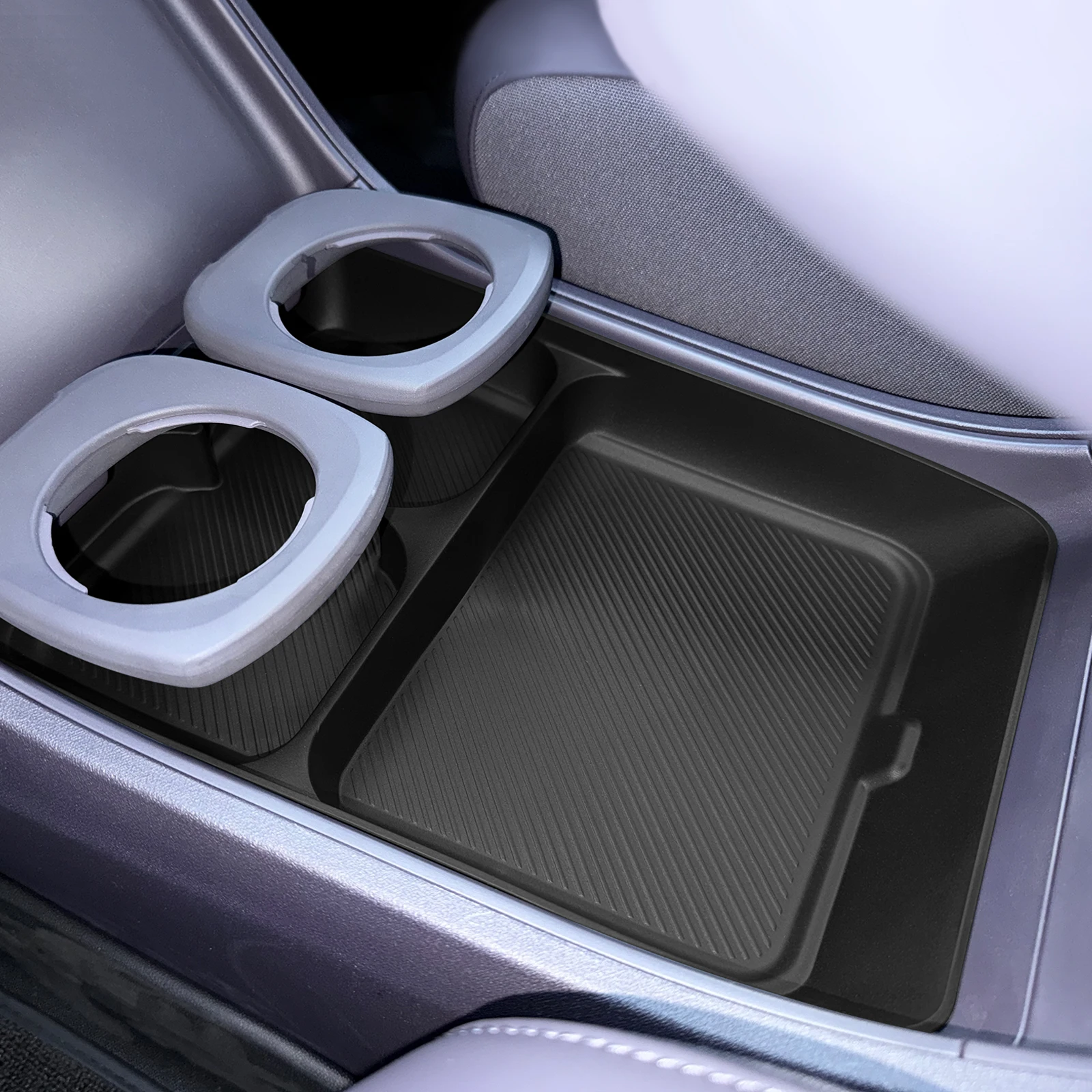 Smabee für Leapmotor B10 2025 2026 Mittelkonsole Unteres Aufbewahrungsfach Auto-Innenausstattung Organizer TPE Schwarz – Detail 3