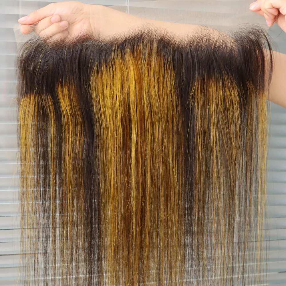 13x4 13x6 الدانتيل أمامي 4x4 5x5 الدانتيل الشفاف إغلاق عذراء ريمي شعر مستعار بشري الهندي تسليط الضوء على 1B الأصفر أومبير