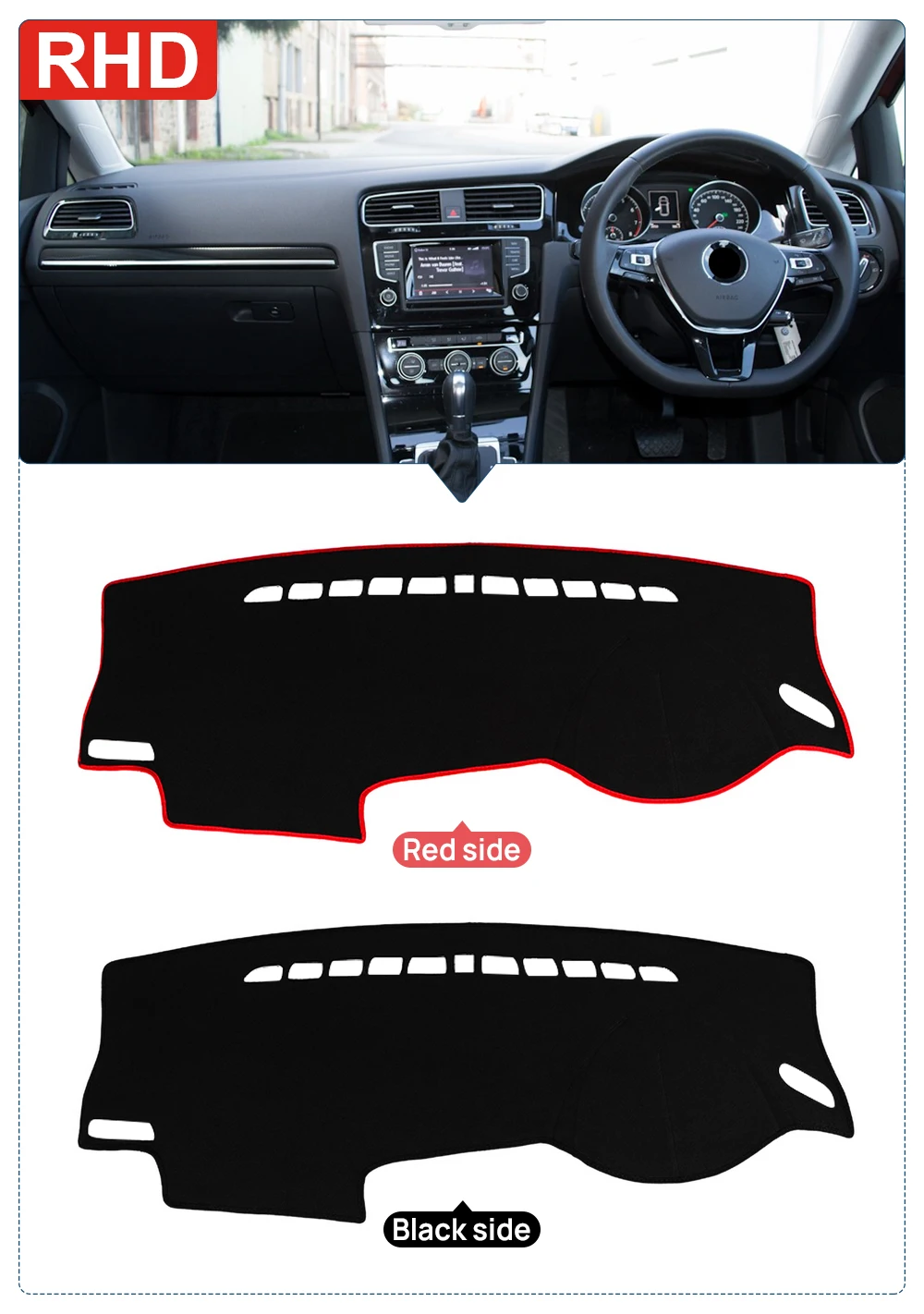 Auto Dashboard Nicht-slip Abdeckung Sonnenschutz Pad Schutz Zubehör Für Volkswagen VW Golf7 MK7 2013 2014 2015 2016 2017 2018 2019 – Detail 5