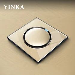 YINKA Light Switch Home Wall Sockets EU Standard Switch on Off Installation of The Switch Gold Glass Panel for Home Improvement