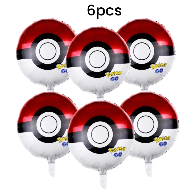 

3/6Pcs Pikachu Birthday Party Balloons Set Pokeball Aluminum Foil Ballons Decora Supplies For Baby Shower Boys Toys Gift
