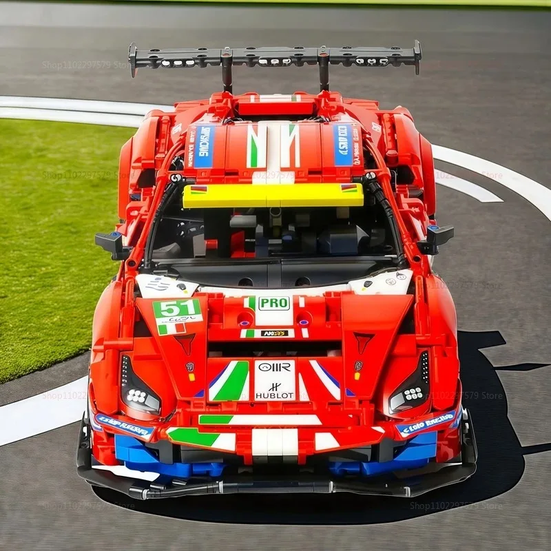 테크니컬 488 GTE AF 코르세 51 레이스카 1684피스 챔피언 GT 42125 시리즈 스포츠카 독점 수집용 모델 장식 키트 성인용