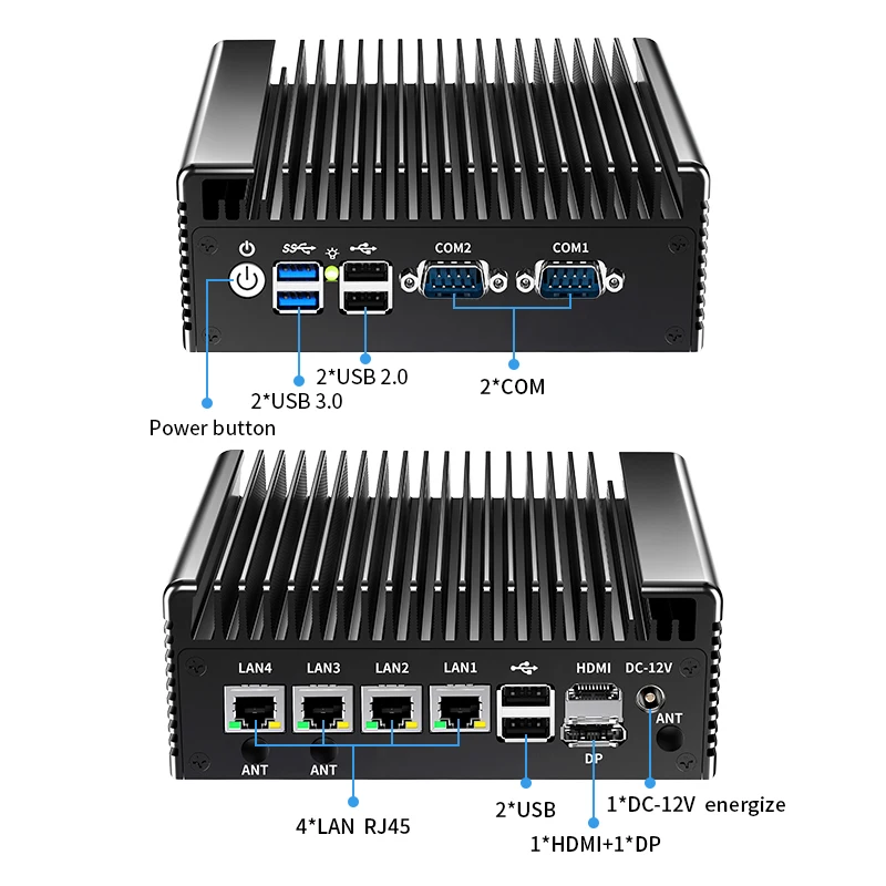 토포튼 팬리스 방화벽 미니 PC 인텔 코어 i3 N305 N100 DDR5 2xM.2 NVMe 4x i226-V 2.5G LAN 8xUSB 산업용 컴퓨터 NAS 서버 썸네일 4