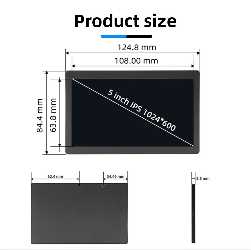 5 بوصة PC الفرعية عرض USB كابل واحد مع CNC قذيفة ل AIDA64/الكمبيوتر سطح المكتب لتقوم بها بنفسك الهيكل شاشة ثانوية Windows7/8/10/11