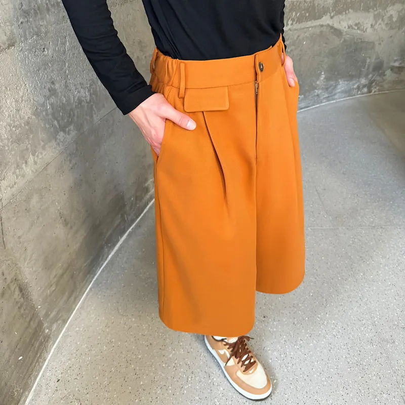 UMI MAO Yamamoto Dark Shorts Women Spring Autumn New Knight Pants Men's Retro Casual Woolen Wide Leg Straight Short Trendy