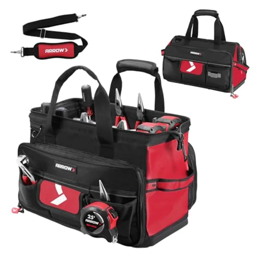 

ARROW " Large Tool Bag with 36 Multipurpose Pockets Tool Bags for Men Heavy Duty with Waterproof Hard Base Reflective Band Wide