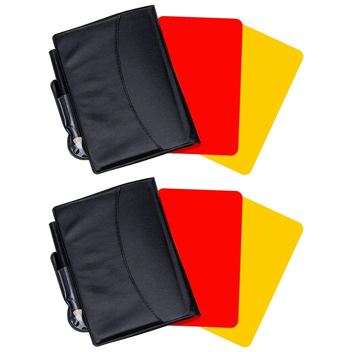 2 Pack Soccer Referee Card Sets,Warning Referee Red and Yellow Cards with Wallet Score Sheets,Pencil Soccer Accessories