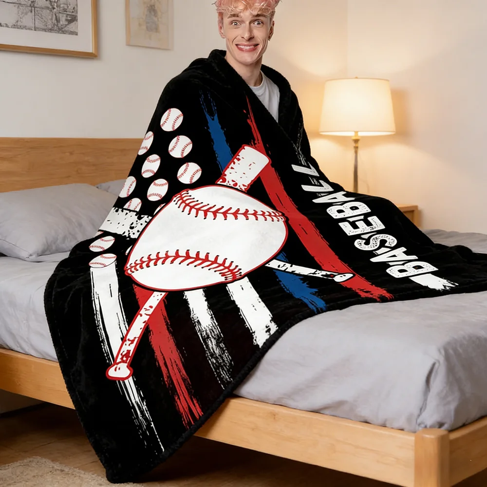 Baseball blanket, soft and comfortable flannel blanket, warm and lightweight plush blanket, sports baseball fan children's  gift