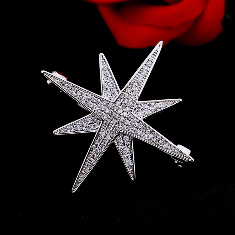 

Korean Version High-End Micro-Inlaid Zircon Brooch Personalized Badge Fashion Suit Coat Pin Female Star Mango Rice Character Bro