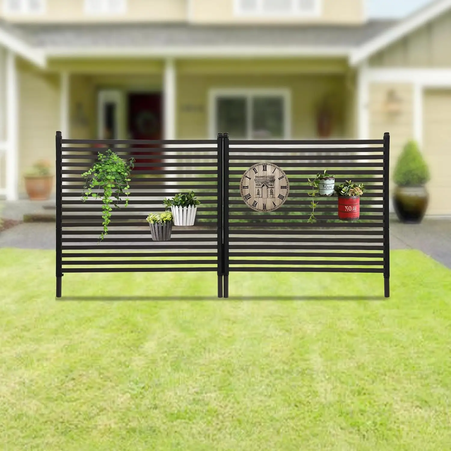 2 Pcs Privacy Screen Panels Free Standing Outdoor Metal Fence Decorative Patio Backyard Garden Partition, Customized