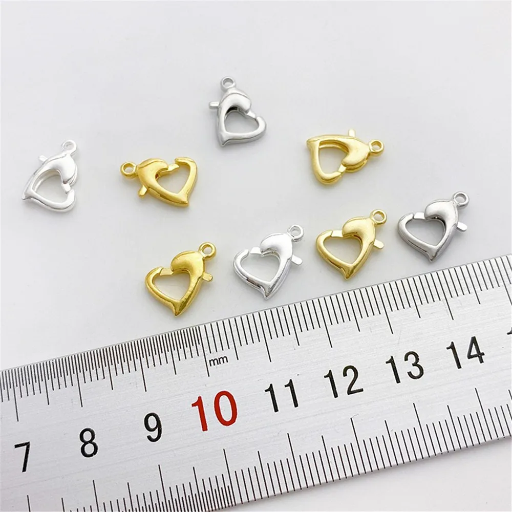 18K Gold-Color Love Lobster Buckle Peach Heart Spring Buckle DIY Bracelet Necklace Closing Buckle Jewelry Material Accessories