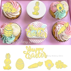 6Pcs Acrylic Easter Cake Topper Pink Gold Silver Acrylic DIY Kids Men Women Cake Decorations for Baby Shower Gift Supplies