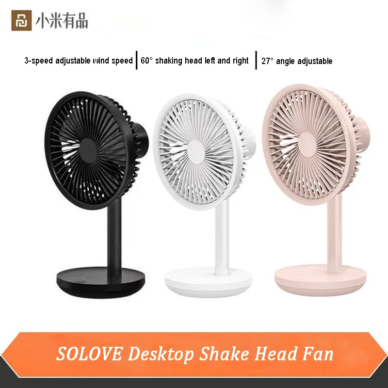 

SOLOVE Desktop Fan 60 Degree Shaking Head Height Wind Speed Adjustable 4000mAh Type-C Chargeable Light Portable Mini Fan