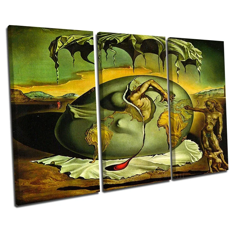 Geopolitical Child Watching The Birth Of A New Man Surrealism Painting Canvas Wall Art By Ho Me Lili For Livingroom Home Decor