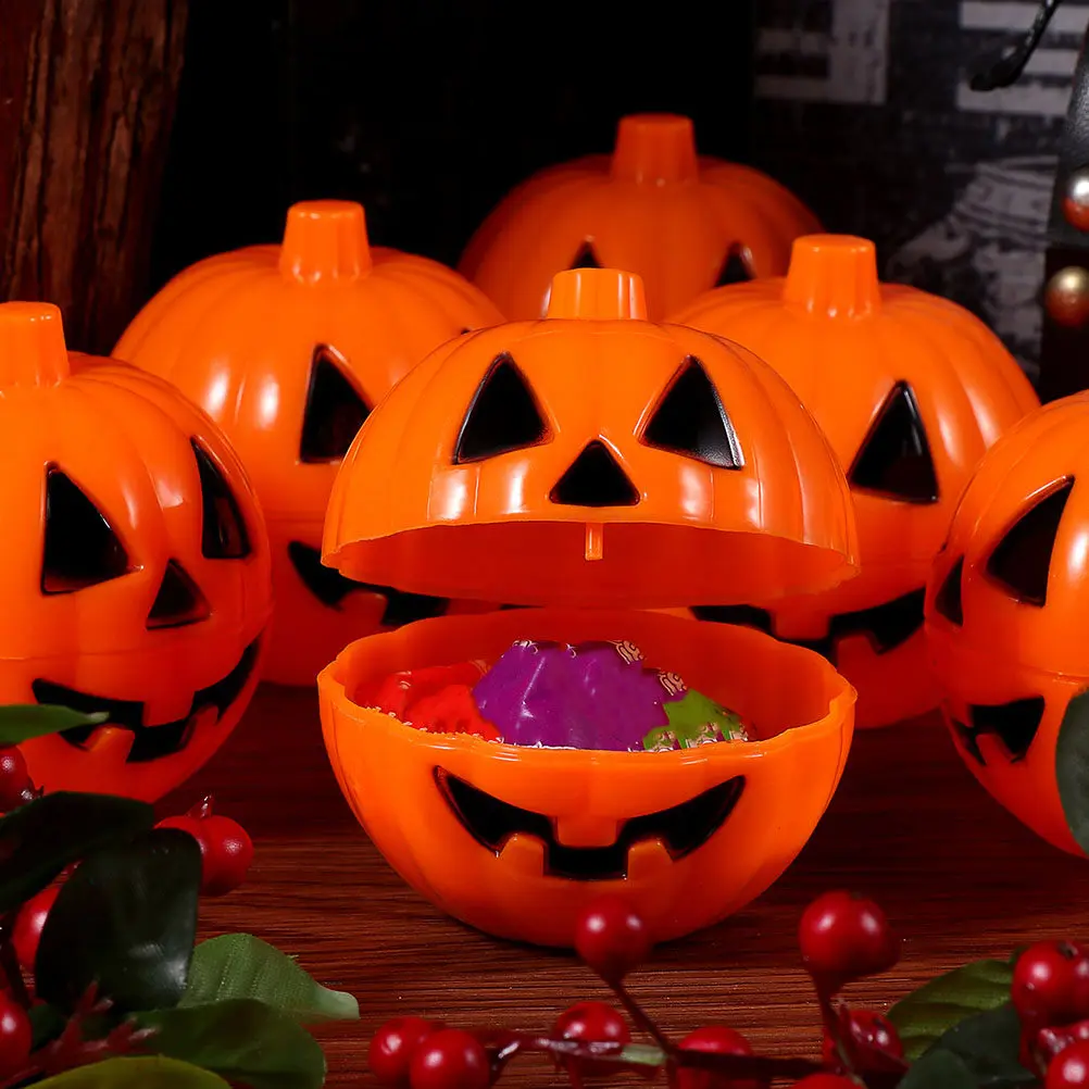 10Pcs Creative Candy Jars Halloween Bucket Fun Ghost Style Candy Case Portable Easy to Carry Party Decoration Supply