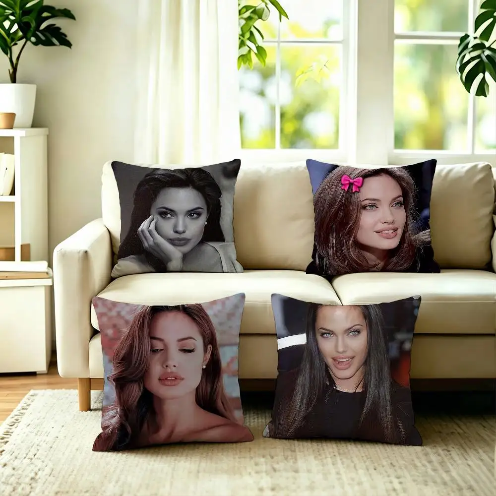Popular Actress A-Angelina Jolie Pillow Case Square Double-Sided Sofa Cushion Cover Bedroom Bedside Pillow