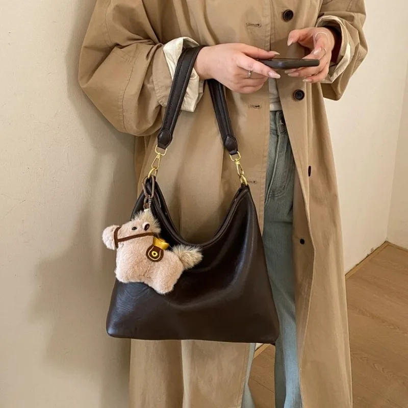 

Slim Elegant Leather Tote Bag Classic Paris Trendy Vintage Design Casual Simple Crossbody Messenger Bag Practical Ladies Daily