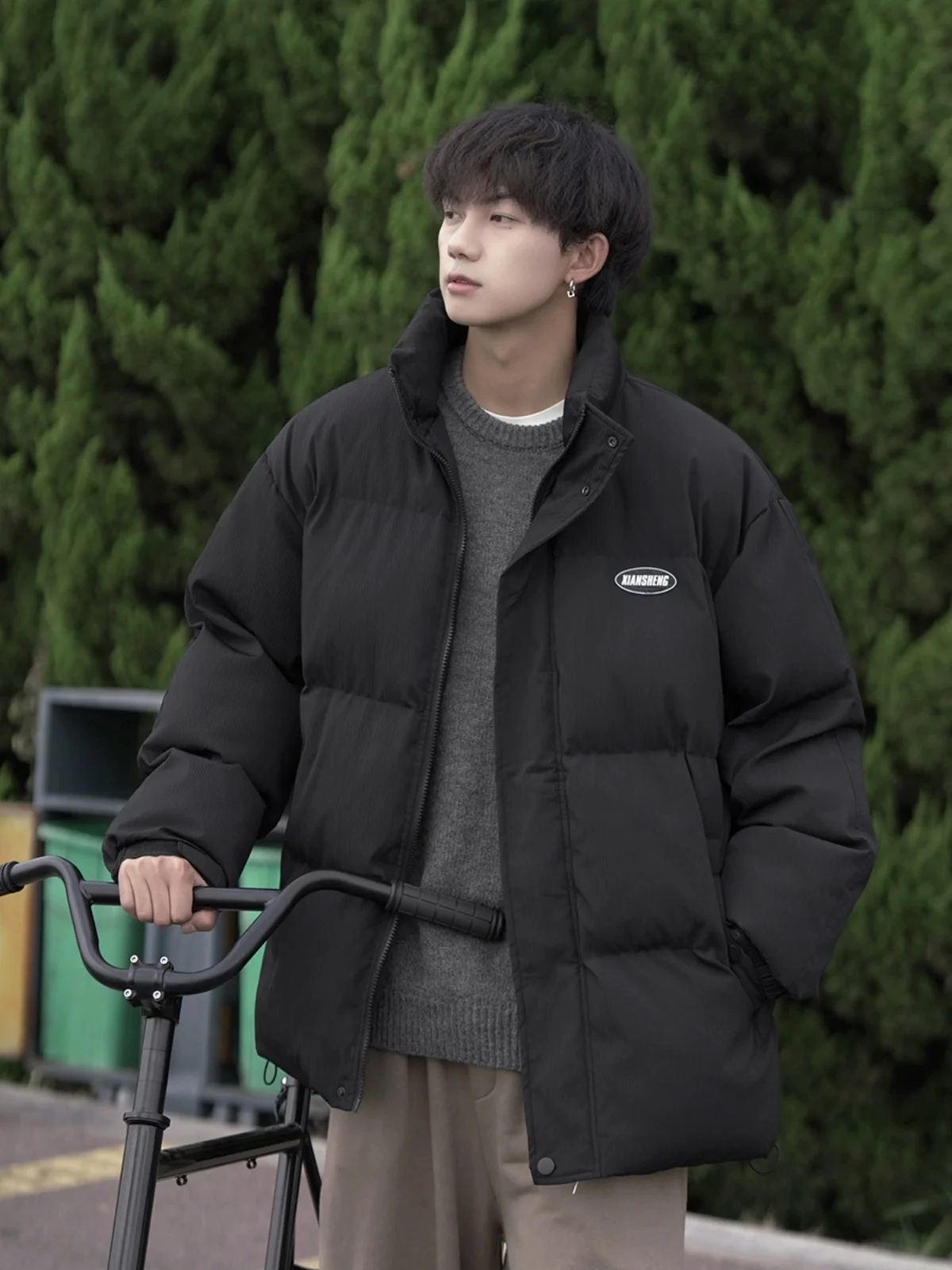 

Trendy Thiened Bread Jaet Men's Winter Coat Loose Stand Collar down Cotton Clothes Youthful Vitali Sle Warmth Filled